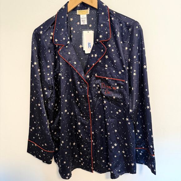 L*SPACE Luna Satin Pajama Set In Starry Night In Navy White Size Large New - Picture 4 of 14